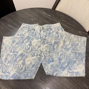 Vigoss Womens Slim Straight Size 29 Light Blue and White Swirl  Boho Eclectic